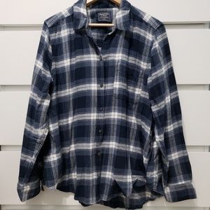 A&F Blue & White Plaid Flannel